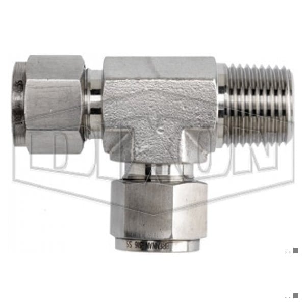 The Right Connection Instrumentation Run Tee, 3/4 in, Tube x MNPT, 316 SS, Domestic